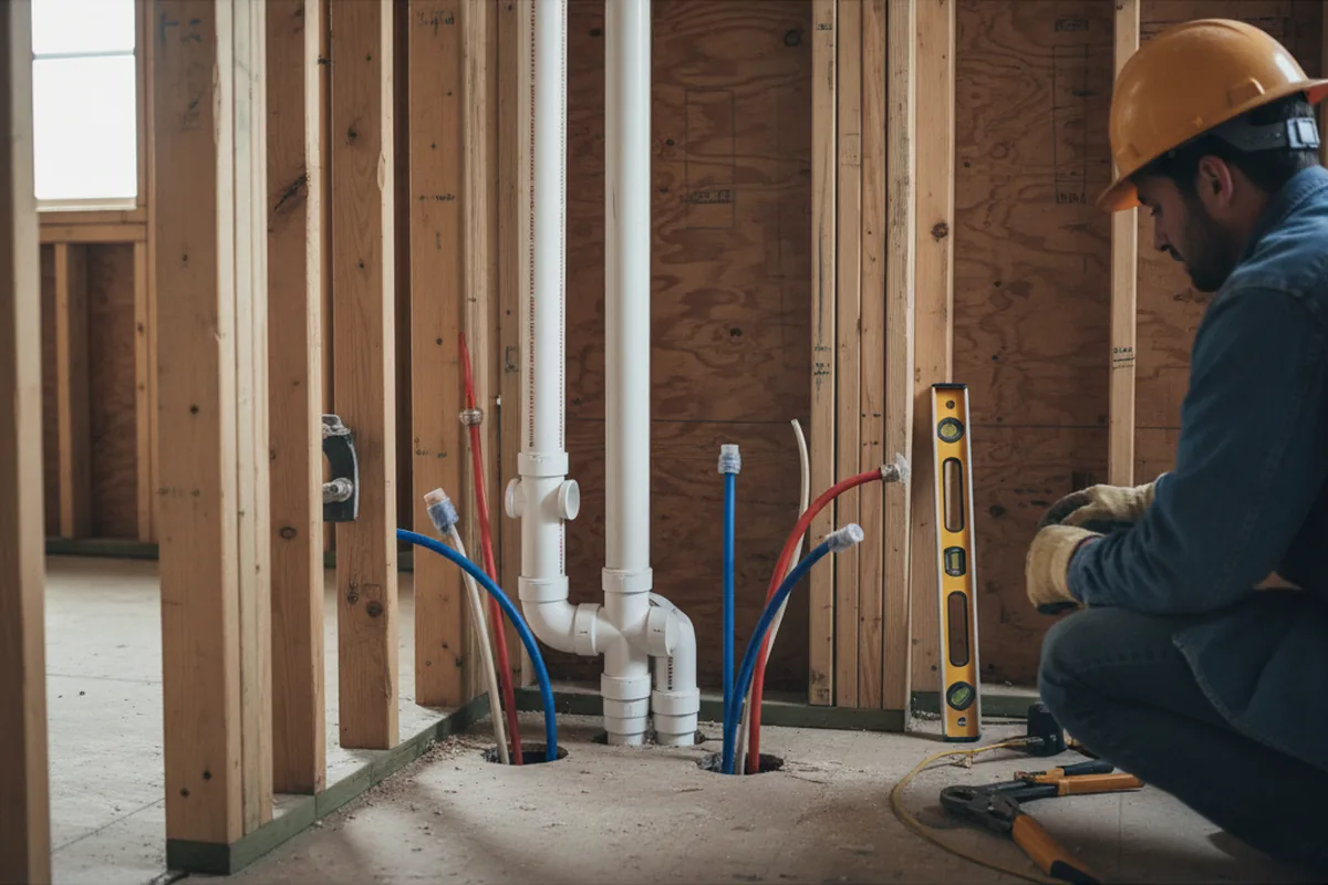 Drain and supply rough-in during Sump Pump Repair in Opolis