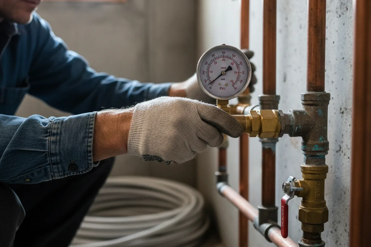 Pressure testing a repaired line during Water Line Repair in Opolis